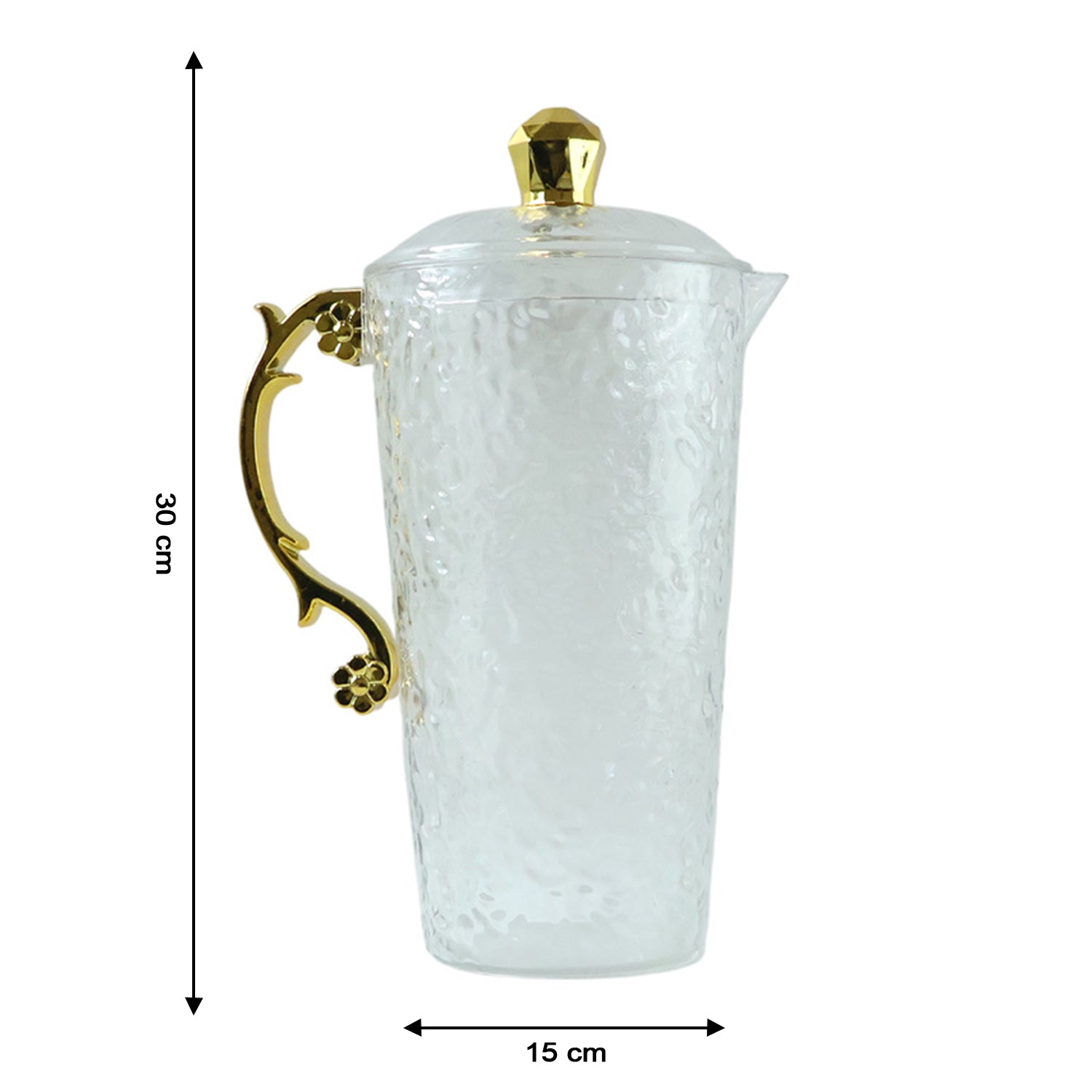 Elegant Textured Glass Water Jug With 6 Glasses Set (1 Set)