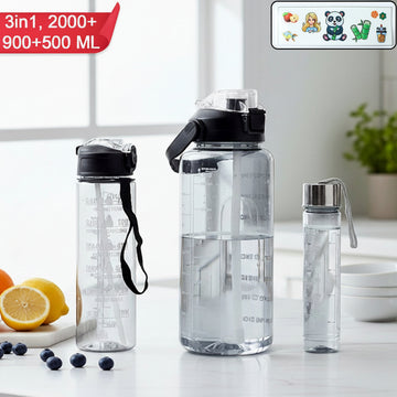 3 In 1 Multipurpose Water Bottle Set(2000 Ml+ 900 Ml+ 500 Ml 3 Pc Set)