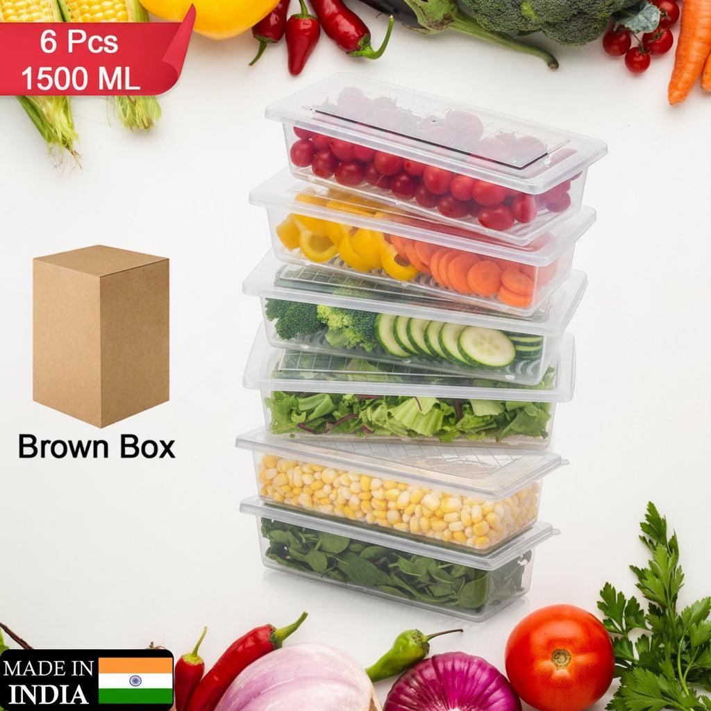 Vegetables  Fruits Freezer Storage Container (Pack Of 6pc 1500ml)