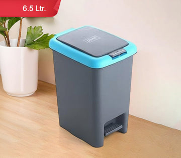 Apex Plastic Push N Pedal Dust Bin  Hands-free Operation Compact Design 6.5 Liters (1 Pc  Mix Color)